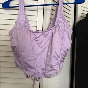 Lilac Corset-Style Cropped Swim Tank Top